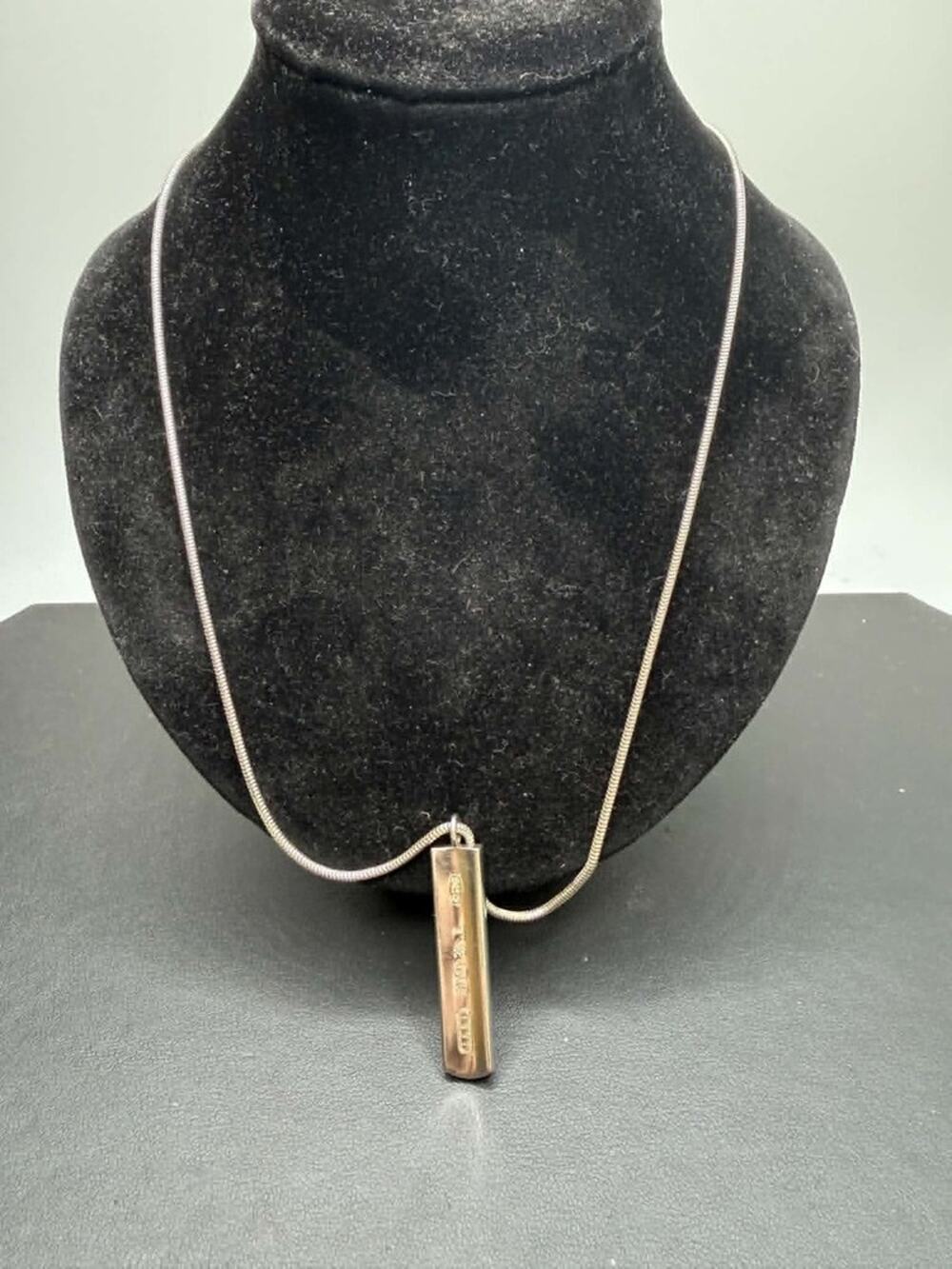 Tiffany & Co Sterling Silver 1837 Bar Pendant 17" Snake Chain SPB-TS 367058